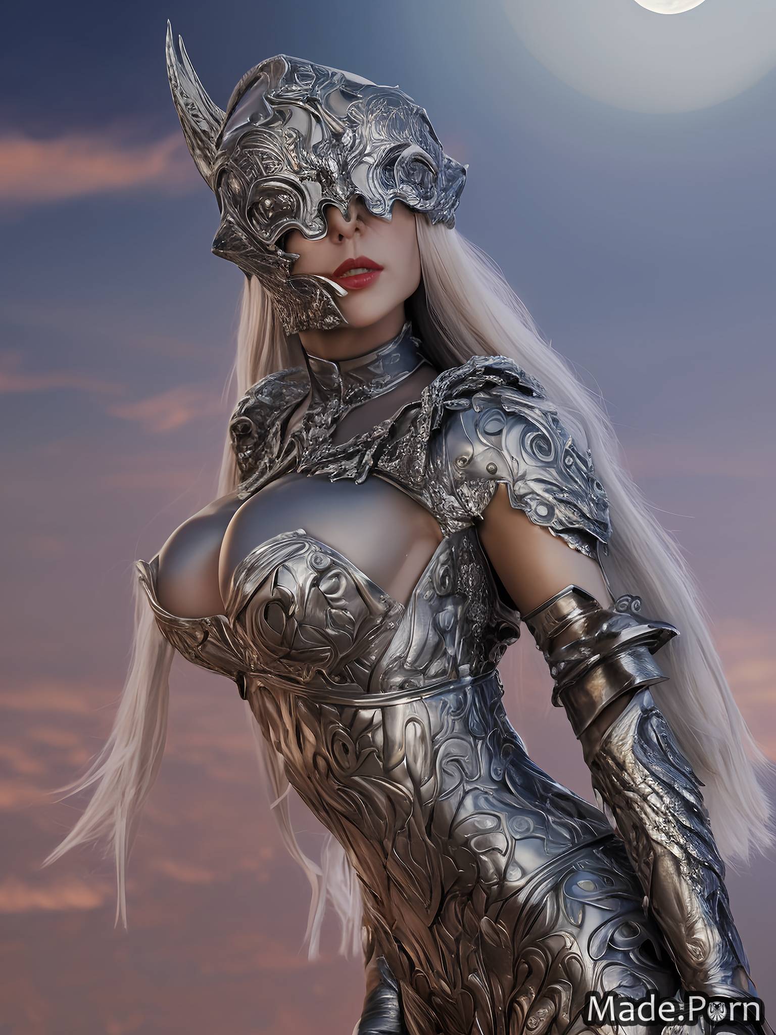 blindfold silver dark fantasy big tits aluminum natural tits woman