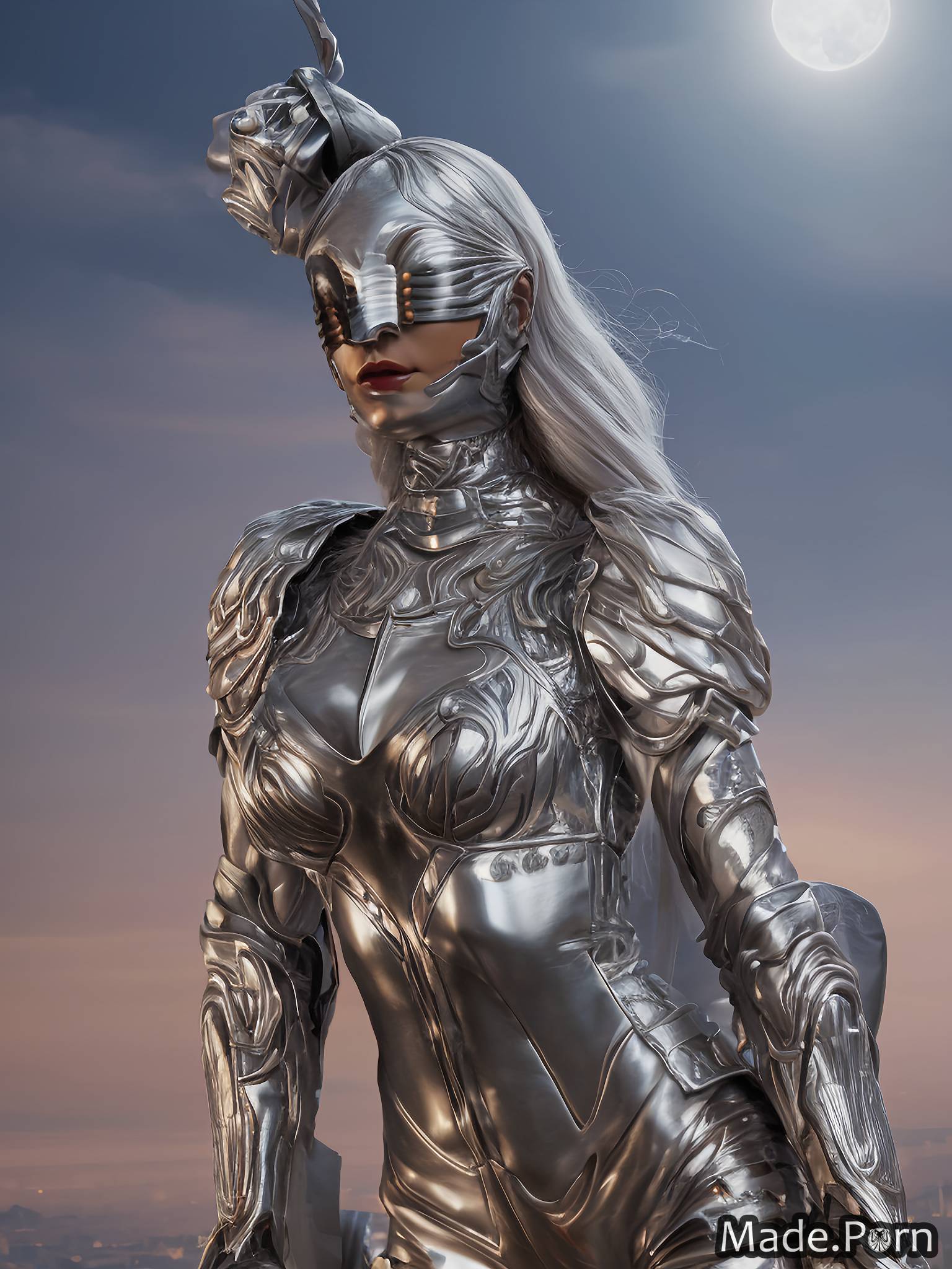 silver sunset surprised dark fantasy blindfold aluminum silver